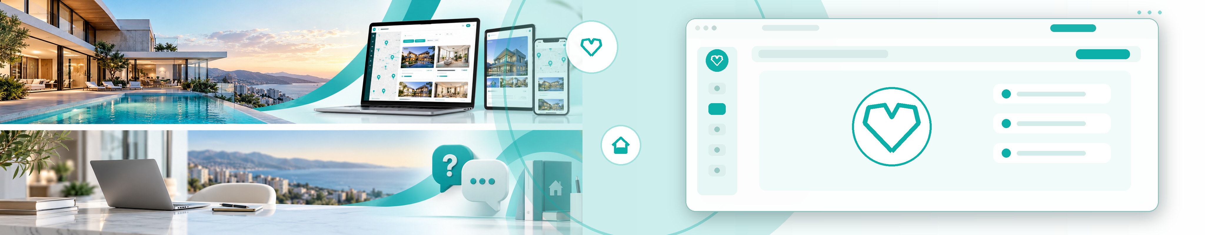 Charitable giving and teal heart illustration beside a dashboard
