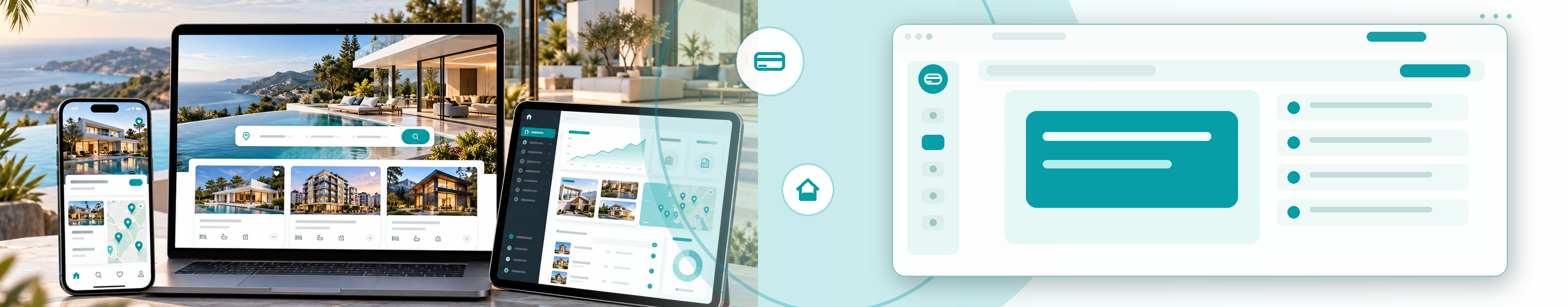 Teal digital payments dashboard on a laptop and phone